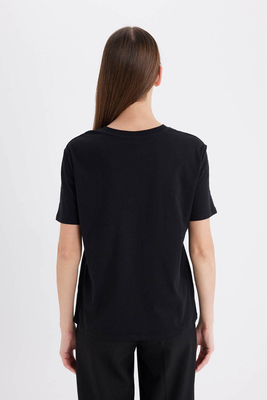 Defacto Kadın Short Sleeve T-Shirt W9584Az - Siyah