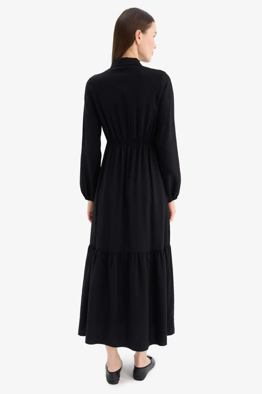 Defacto Kadın Long Sleeve Woven Dress D5851Ax - Siyah