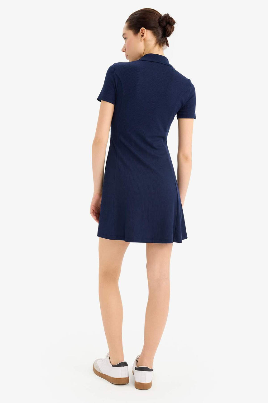 Defacto Kadın Short Sleeve Knitted Dress E5327Ax - Koyu Lacivert