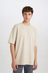 Defacto Erkek Short Sleeve T-Shirt X3926Az - Açık Kahve