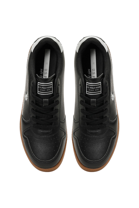 Sporline U.S. Polo Assn. erkek siyah suni deri sneaker, üstten görünüm