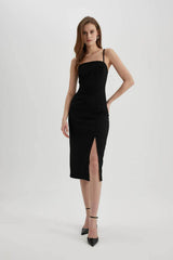 Defacto Kadın Short Sleeve Woven Dress A4878Ax - Siyah