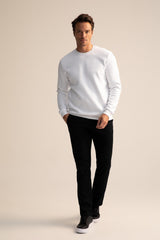 Defacto Erkek Sweat Shirt T3777Az - Kırık Beyaz