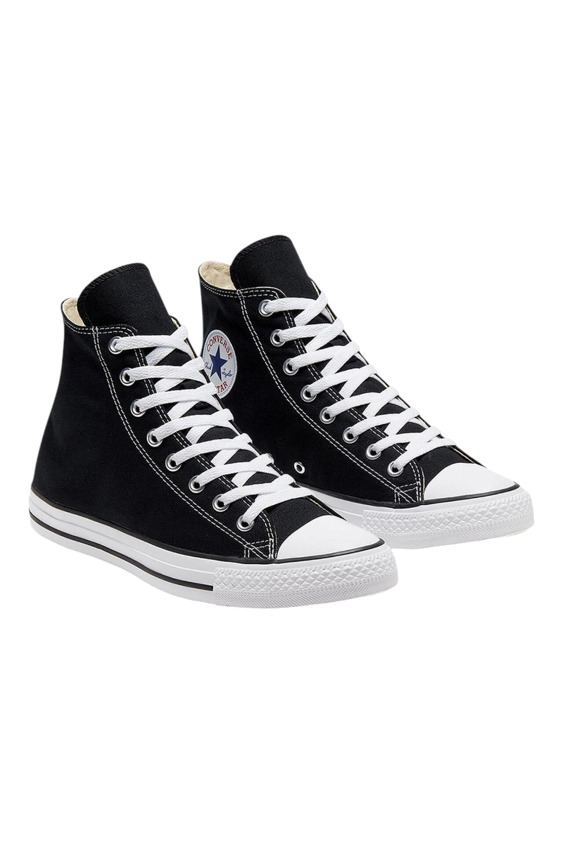 Sporline Converse Chuck Taylor All Star siyah kanvas kadın sneaker, beyaz bağcıklı ve ikonik bilekli tasarım