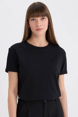 Defacto Kadın Short Sleeve T-Shirt W9584AZ - Siyah