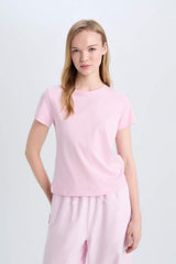 DeFacto C3852AX Kadın T-Shirt - Pembe