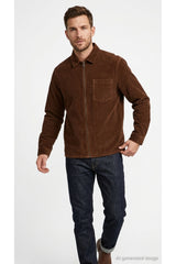 Jack & Jones Originals Toronto Erkek Fermuarlı Kadife Overshirt Gömlek 12305993 - Kahverengi
