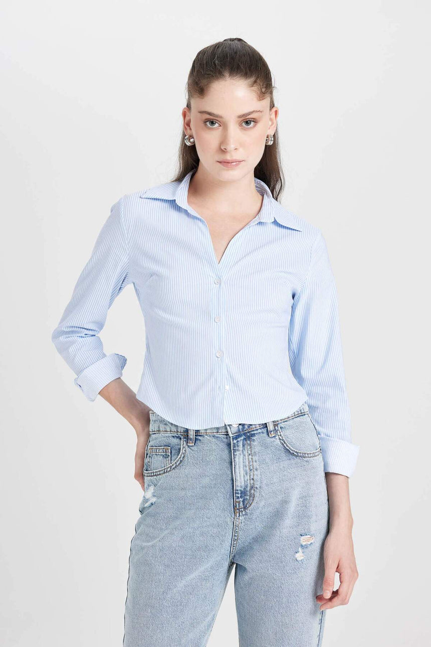 Defacto Kadın Woven Top D4013AX - Mavi