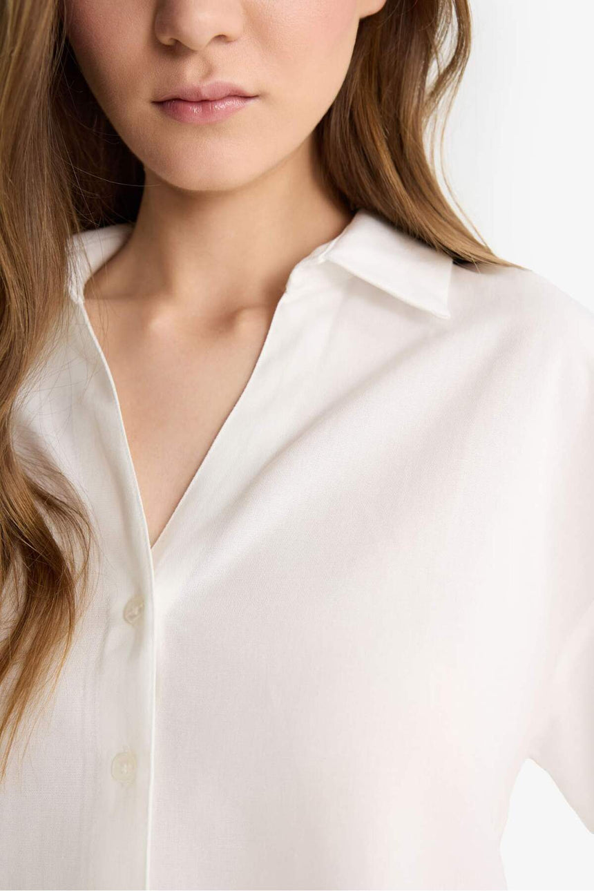 Defacto Kadın Short Sleeve Shirt C3807Ax - Kırık Beyaz