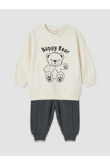 LC Waikiki Erkek Bebek Baskılı Sweatshirt Eşofman Takımı W62007L1 - Açık Bej