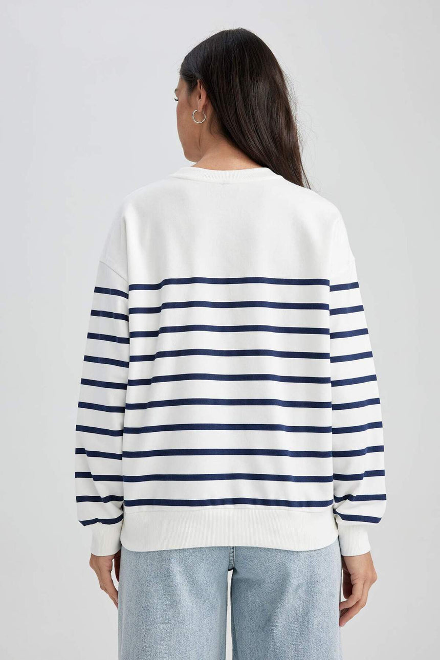 Defacto Kadın Sweat Shirt A9255Ax - Ekru