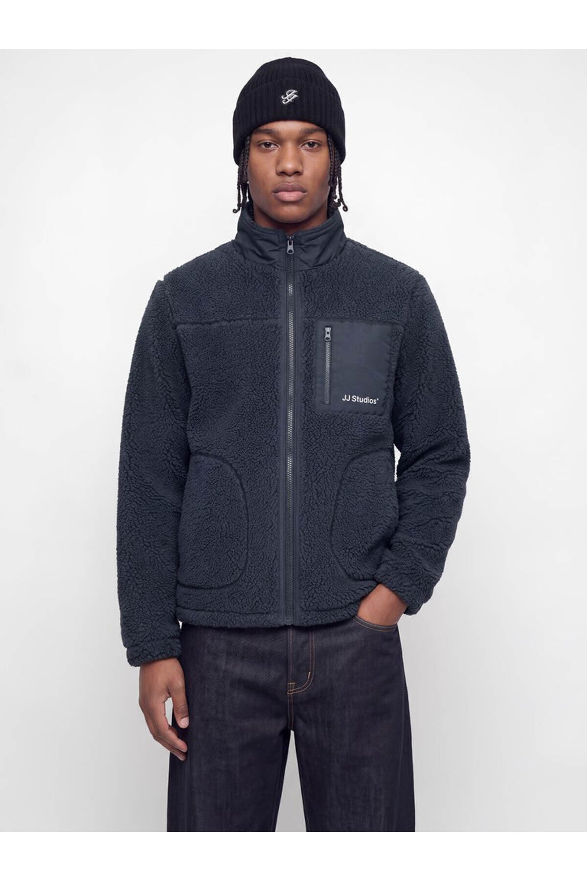Jack & Jones Soho Erkek Peluş Mont 12299491 - Koyu Gri