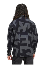 Sporline adidas MT Aop FZ FL erkek ceket, siyah ve karbon renkli, desenli, %100 polyester regular kesim polar