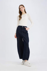 Defacto Kadın Trousers E3873Ax - Mavi/Siyah