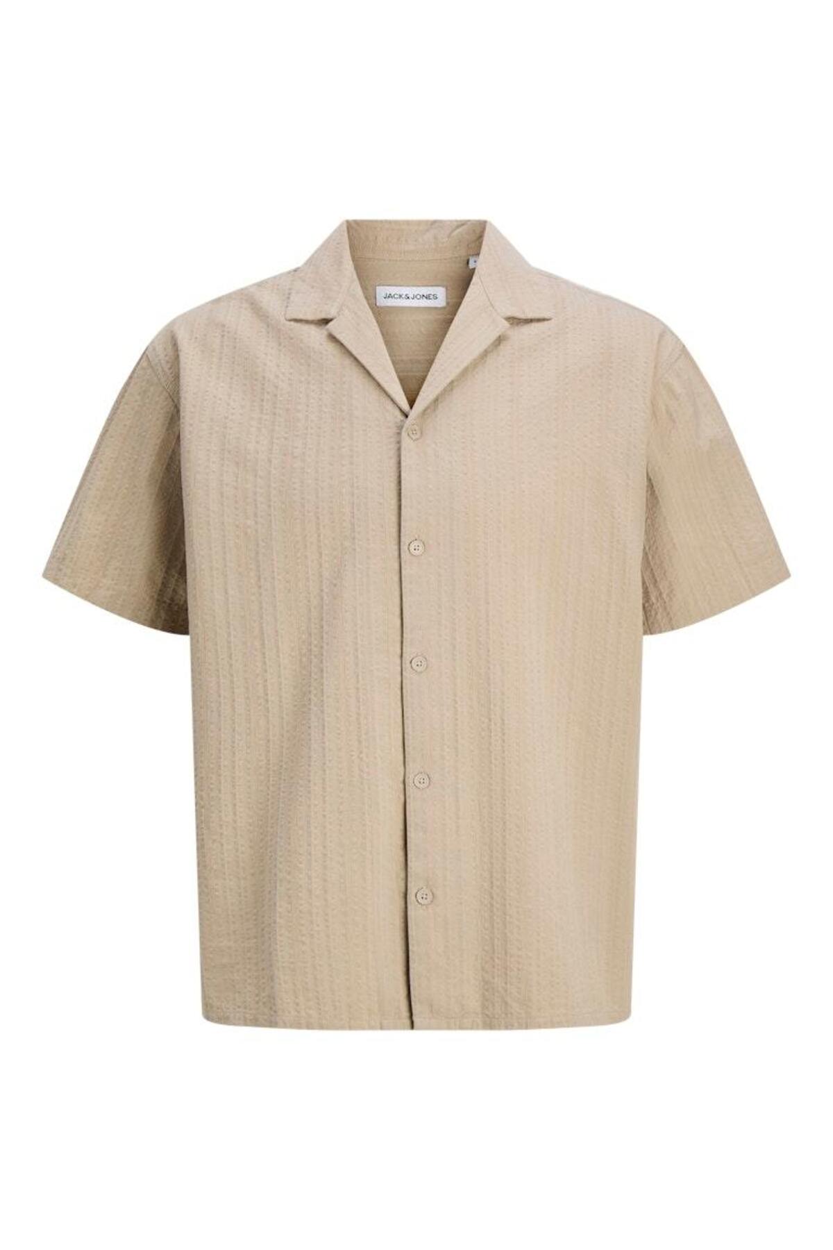 Jack & Jones Tyson Erkek Kısa Kollu Gömlek 12289457 - Bej