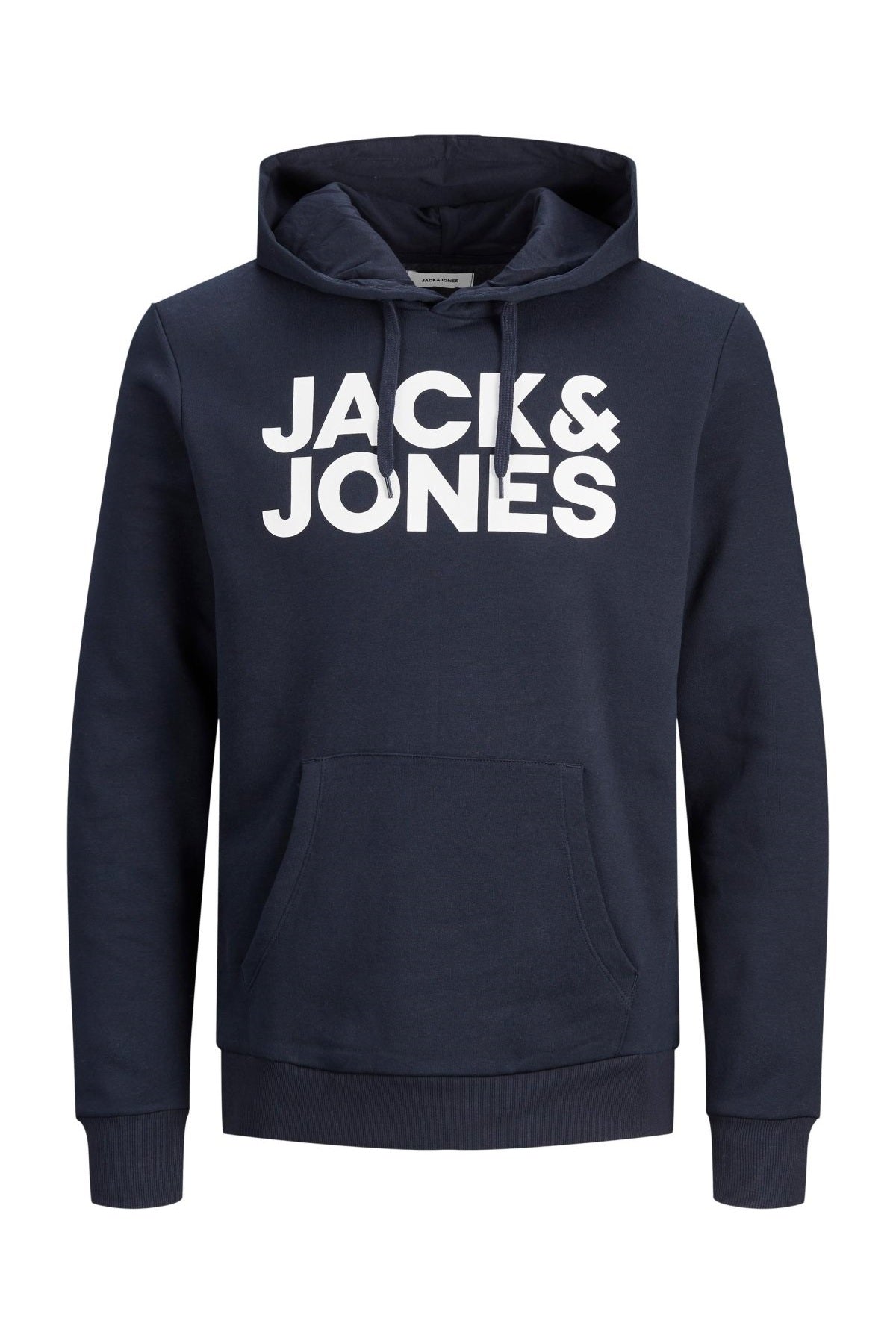 Jack & Jones Plus Corp Logo Erkek Büyük Beden Kapüşonlu Sweatshirt 12163777 - Lacivert