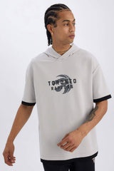 DeFacto Erkek Oversize T-Shirt B3883AX - Açık Gri