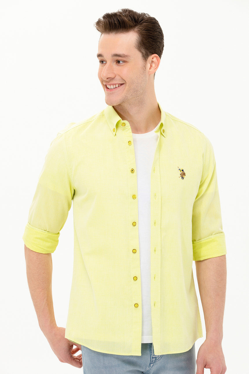 US POLO ASSN ERKEK DOKUMA GÖMLEK 1571045 - Koyu Sarı
