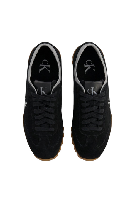 Sporline Calvin Klein siyah kadın deri sneaker, üstten görünüm ve CK logolu detaylar