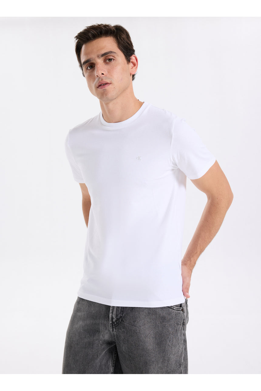 Calvin Klein Erkek SS SLIM STRETCH COTTON CREWNK TE LV04LC240G - Beyaz