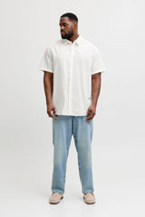 JACK&JONES JJEBREEZE LINEN BLEND SHIRT S/S SN PLS 12294285 - Beyaz