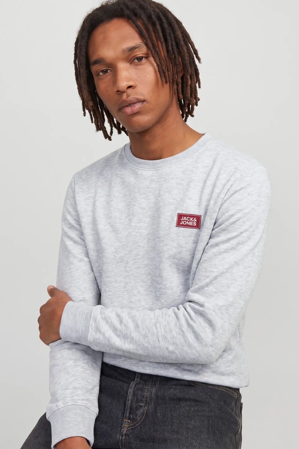 Jack & Jones Rush Erkek Sweatshirt 12298426 - Beyaz / Gri