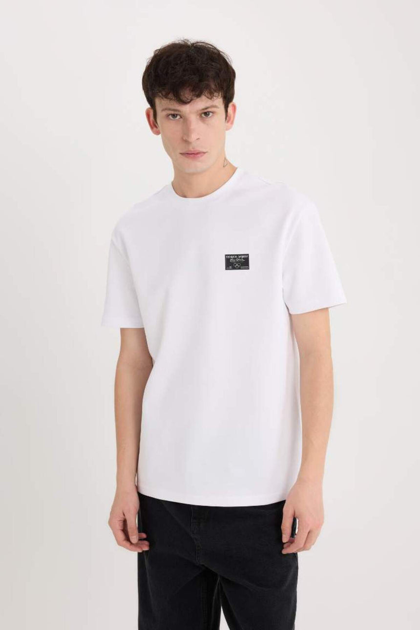 DeFacto D5516AX Erkek T-Shirt - Beyaz
