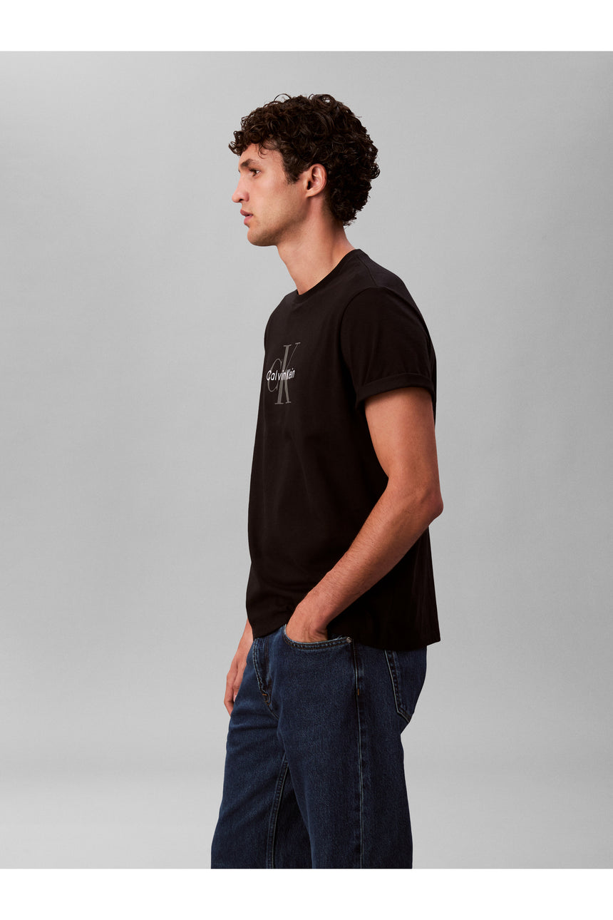 Calvin Klein Erkek SS Hero Monologo Tee 20s LV04RB862G - Siyah