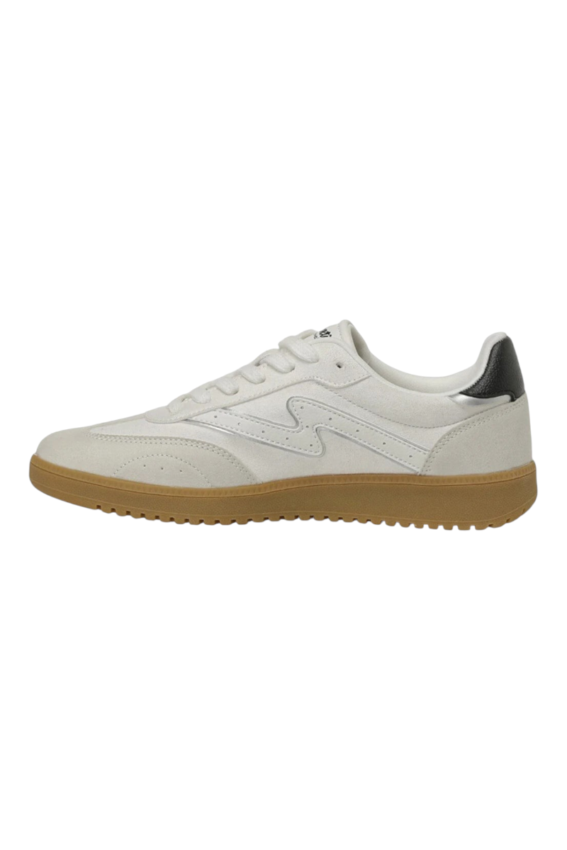 Sporline Kinetix Dory beyaz kadın günlük spor ayakkabı, yan profil görünümü ve kauçuk taban detaylı tasarım.