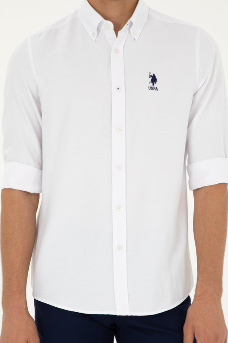 US POLO ASSN ERKEK DOKUMA GÖMLEK 1886621 - Beyaz