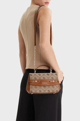 Guess Melinda Logo Kadın El Çantası HWJP9902200 - Açık Bej / Kahverengi