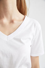 Defacto Kadın Short Sleeve T-Shirt W9578AZ - Beyaz