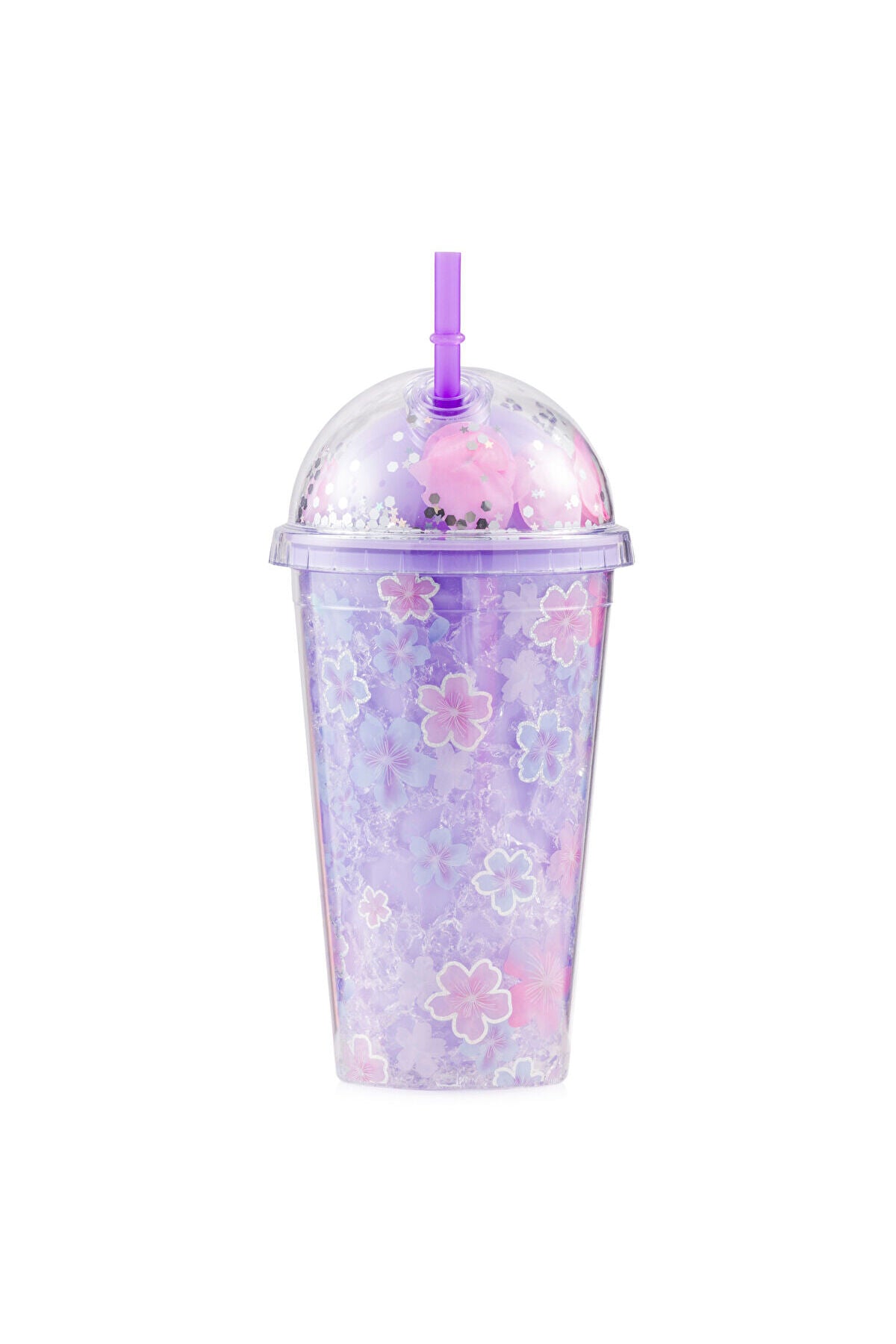 LC Waikiki Home Çiçek Desenli Çift Cidarlı Pipetli Bardak S6DM02B8 - Karışık