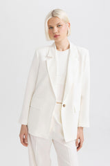 Defacto Kadın Blazer Z2536Az - Beyaz
