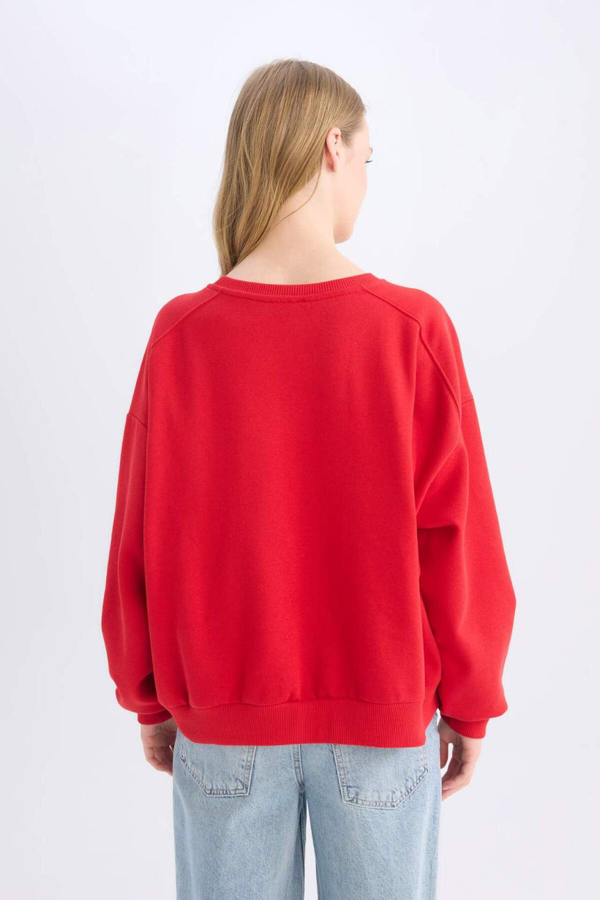 Defacto Kadın Sweat Shirt A4177AX - Kırmızı