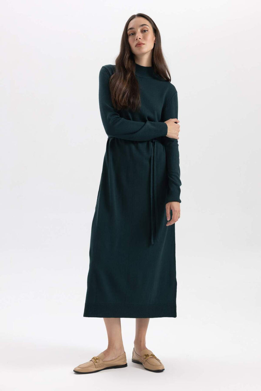 Defacto Kadın Long Sleeve Trico Dress A9807Ax - Yeşil
