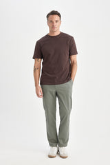 Defacto Erkek T-Shirt V7699Az - Kahverengi