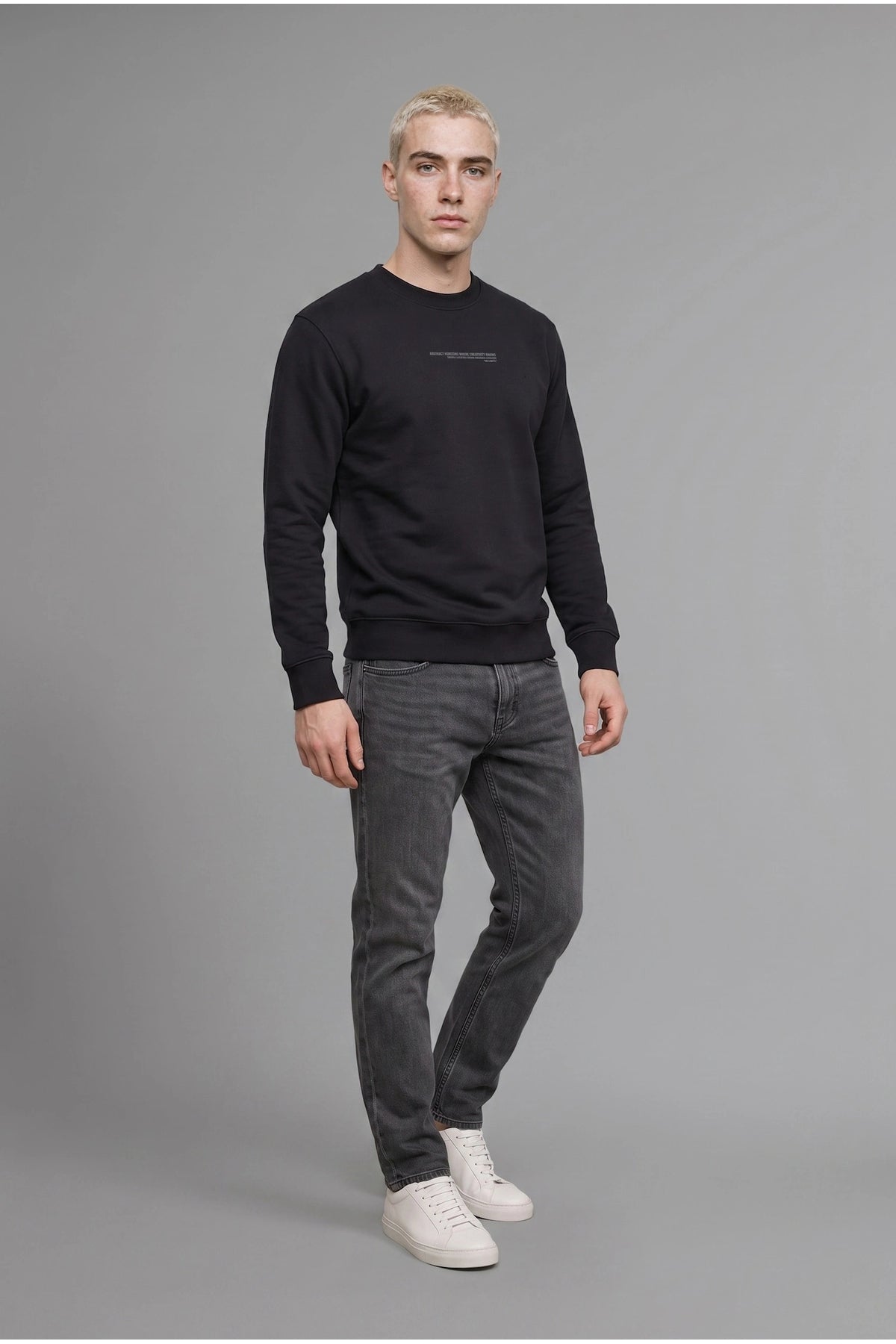 DeFacto Erkek Baskılı Sweatshirt X8282AZ - Siyah
