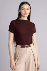 Defacto Kadın Short Sleeve T-Shirt E7016AX - Kahverengi
