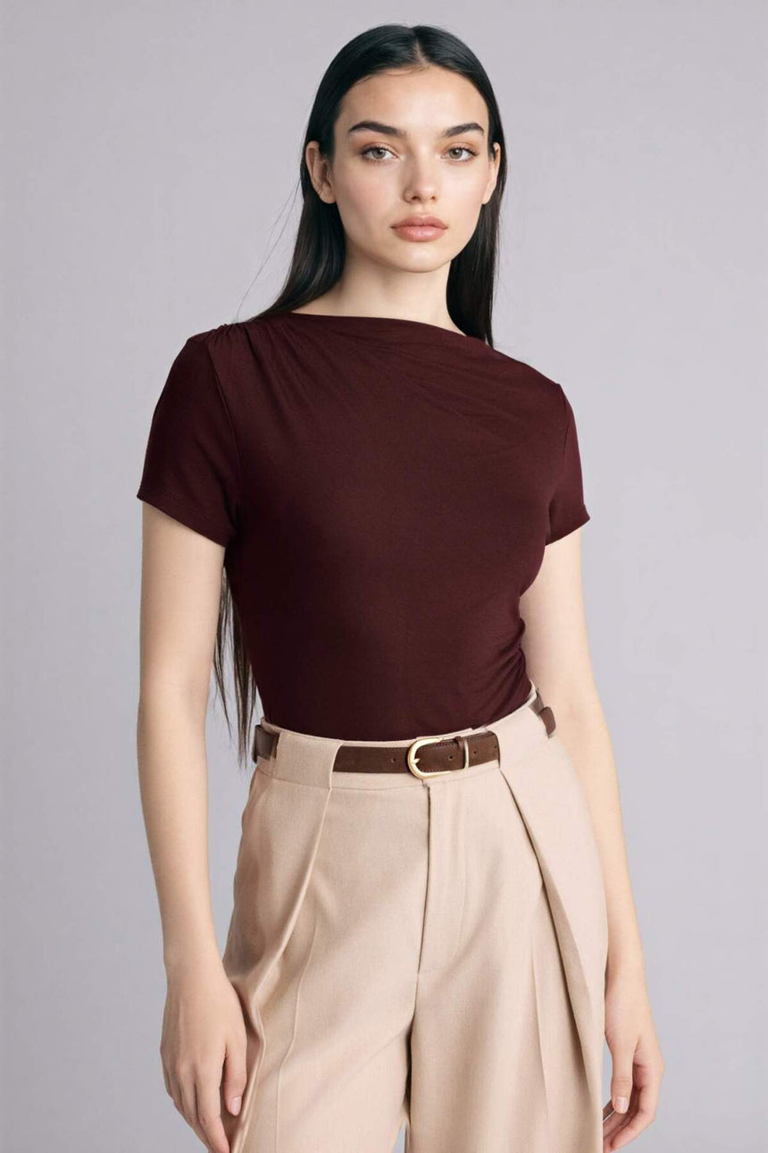 Defacto Kadın Short Sleeve T-Shirt E7016AX - Kahverengi