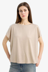 Defacto Kadın Short Sleeve T-Shirt C8807Ax - Açık Kahverengi