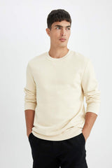 DeFacto Erkek Sweatshirt T3777AZ - Ekru