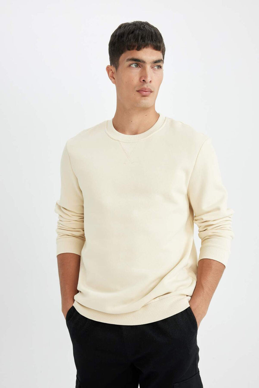 DeFacto Erkek Sweatshirt T3777AZ - Ekru
