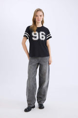 Defacto Kadın Short Sleeve T-Shirt D9600Ax - Siyah