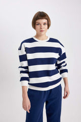 Defacto Kadın Sweat Shirt A1883Ax - Koyu Lacivert