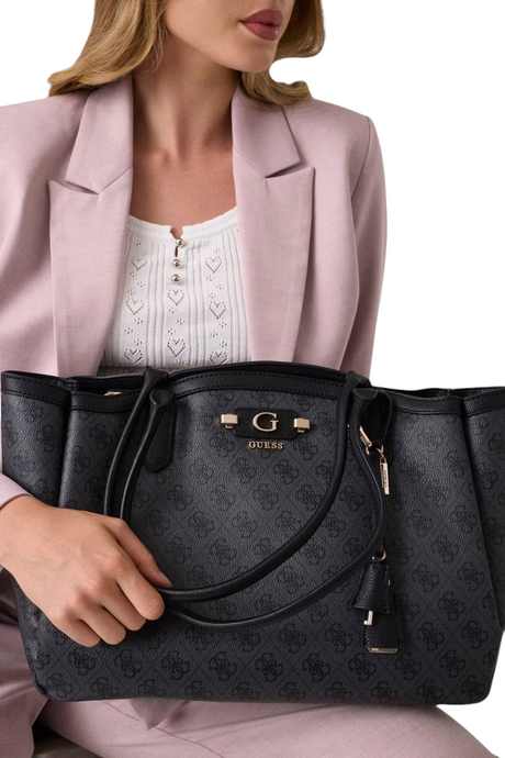 Sporline Guess Lindsey siyah monogram desenli poliüretan kadın tote çanta