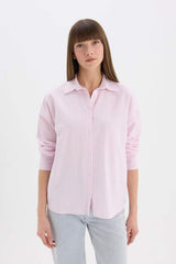 Defacto Kadın Long Sleeve Shirt D4512Ax - Pembe