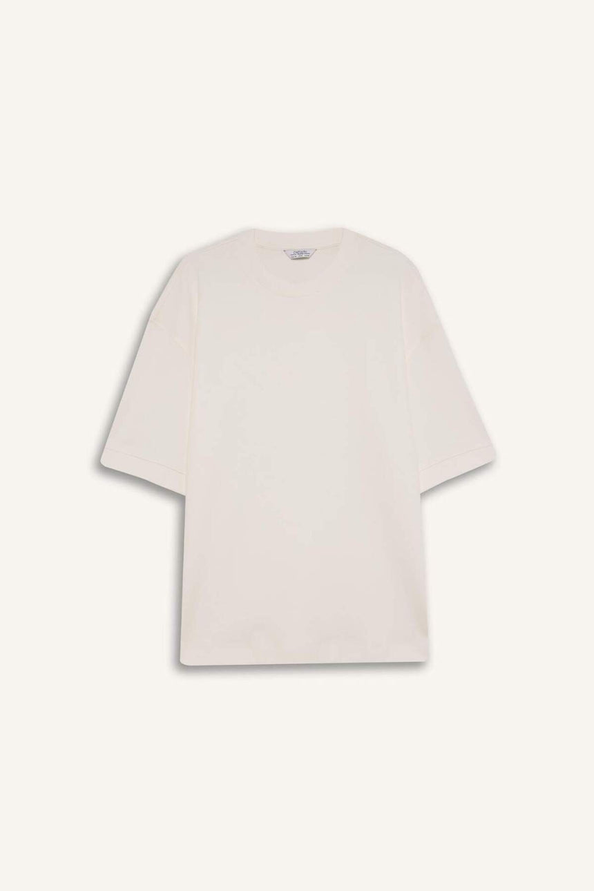 DeFacto B4844AX Erkek T-Shirt - Ekru