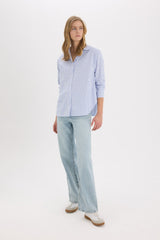 Defacto Kadın Long Sleeve Shirt D4015Ax - Mavi