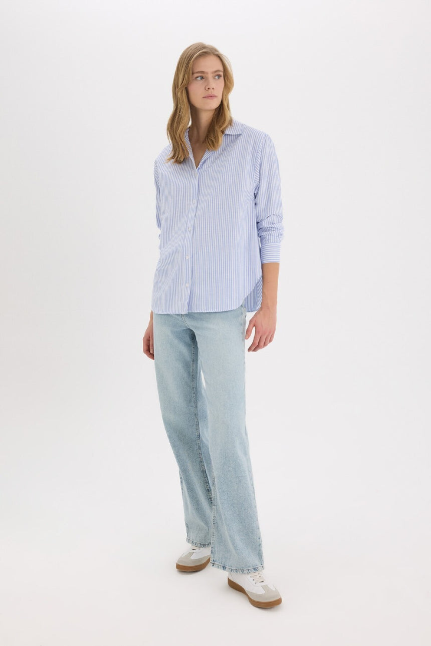Defacto Kadın Long Sleeve Shirt D4015Ax - Mavi